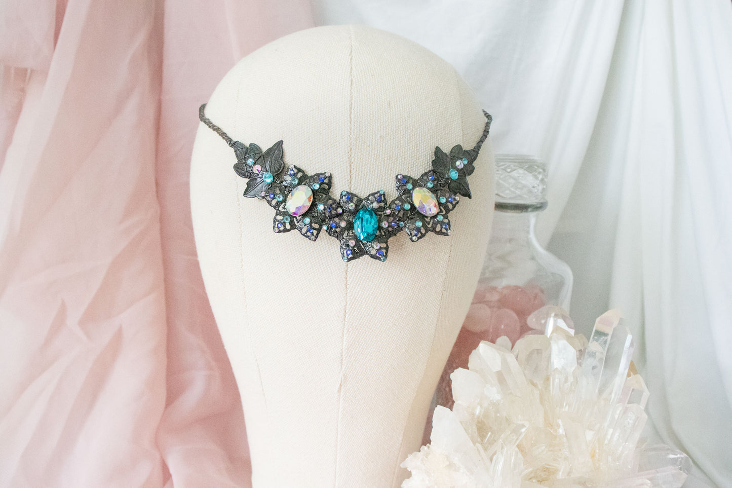 Black + Blue Flower Simple Circlet Tiara