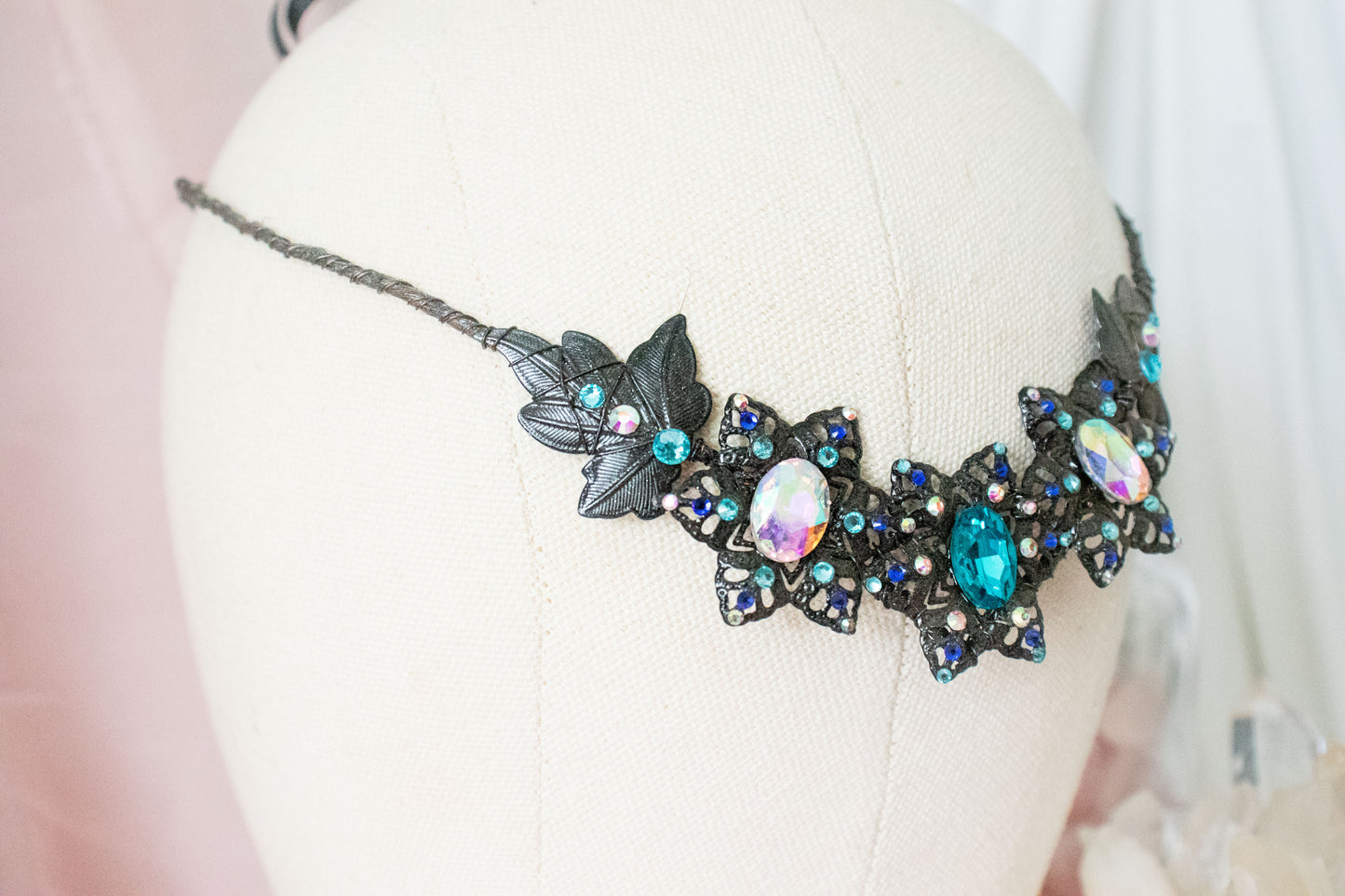 Black + Blue Flower Simple Circlet Tiara