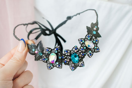 Black + Blue Flower Simple Circlet Tiara