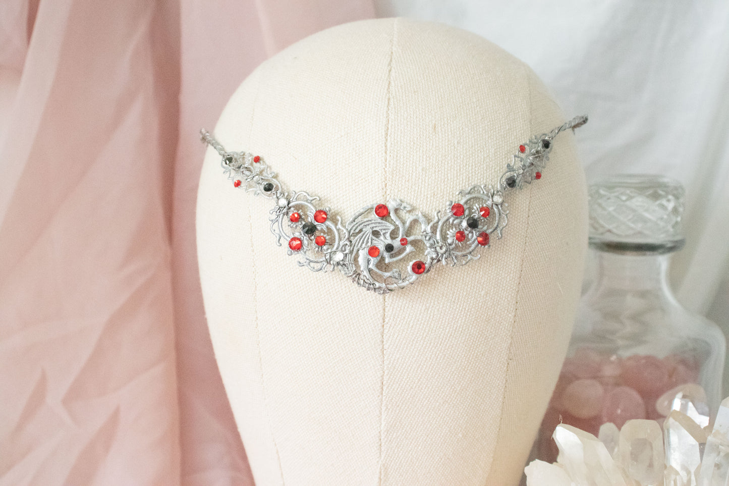 Silver + Red "Targaryen" Dragon Simple Circlet Tiara