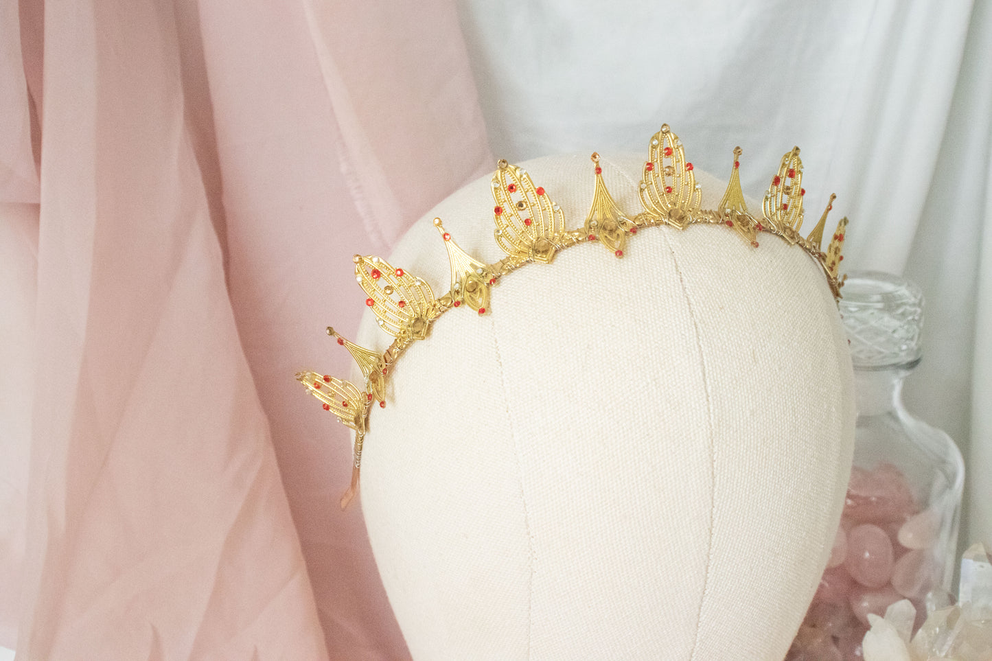 Gold + Red Small Tiara