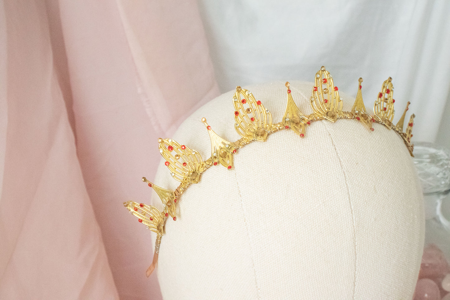 Gold + Red Small Tiara