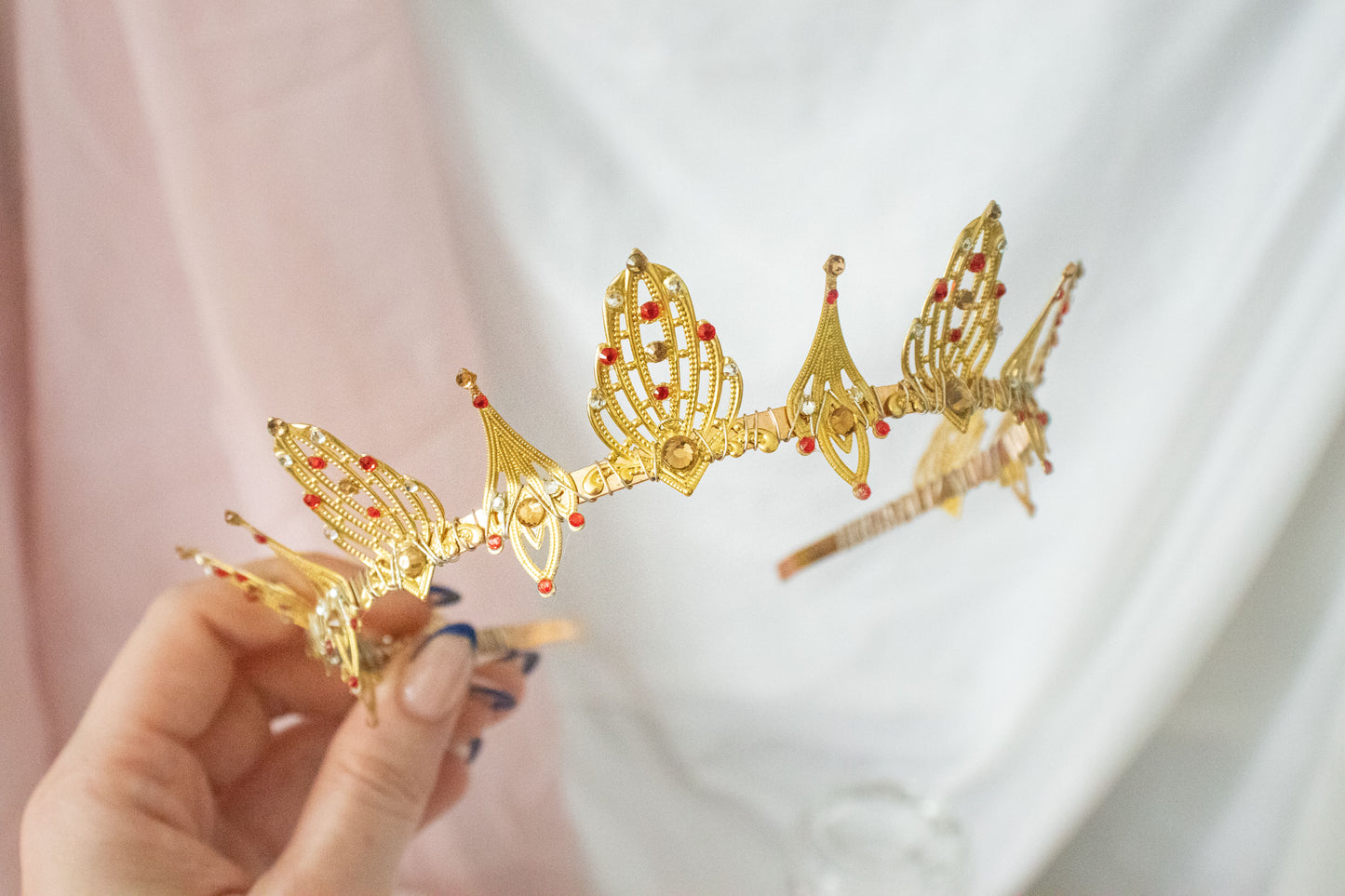 Gold + Red Small Tiara