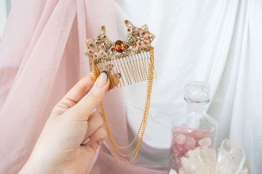 Gold + Autumn Moon + Flower Hair Comb