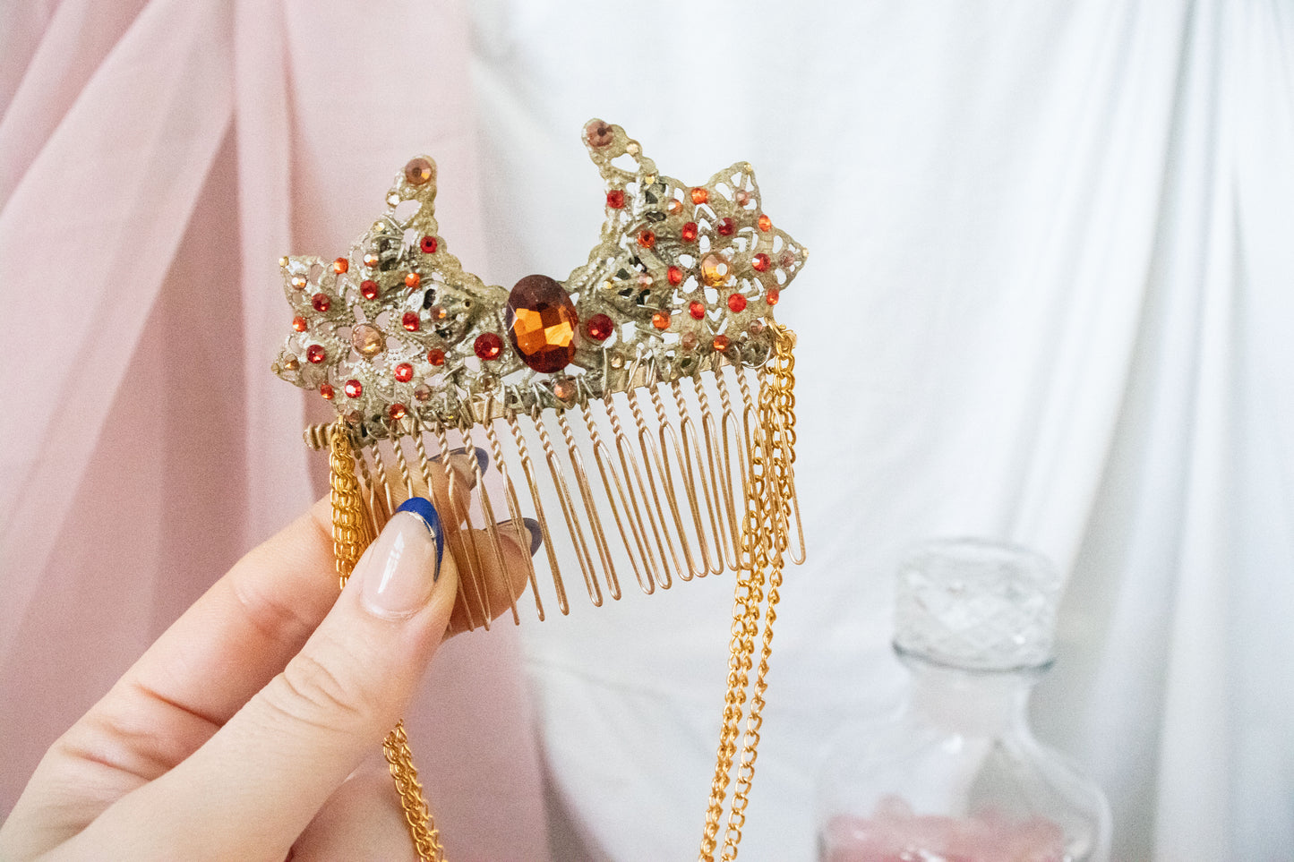Gold + Autumn Moon + Flower Hair Comb
