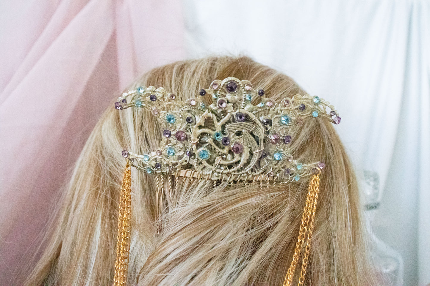 Gold + Bubblegum Dragon Hair Comb