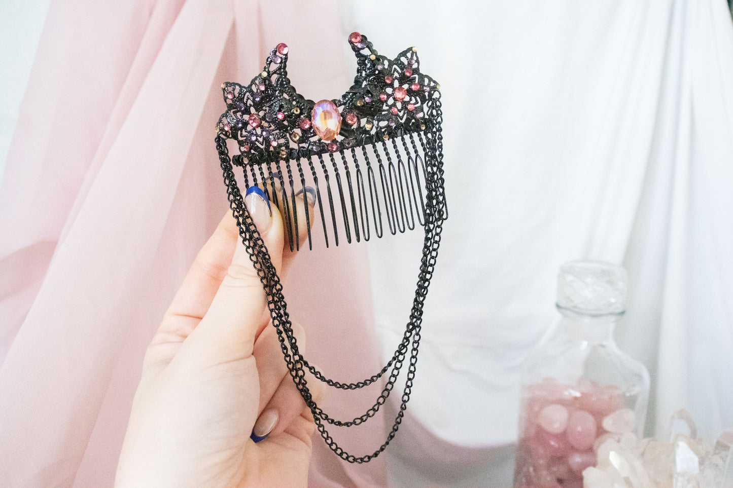 Black + Sunset Moon Hair Comb
