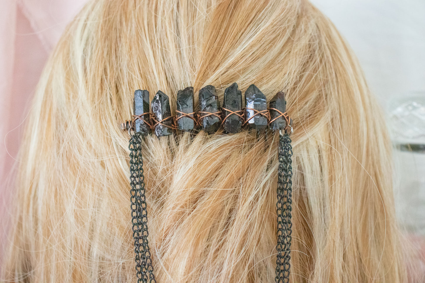 Black + Copper Crystal Hair Comb