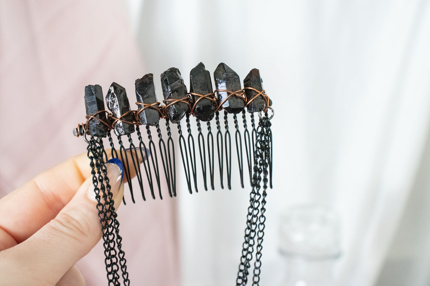 Black + Copper Crystal Hair Comb