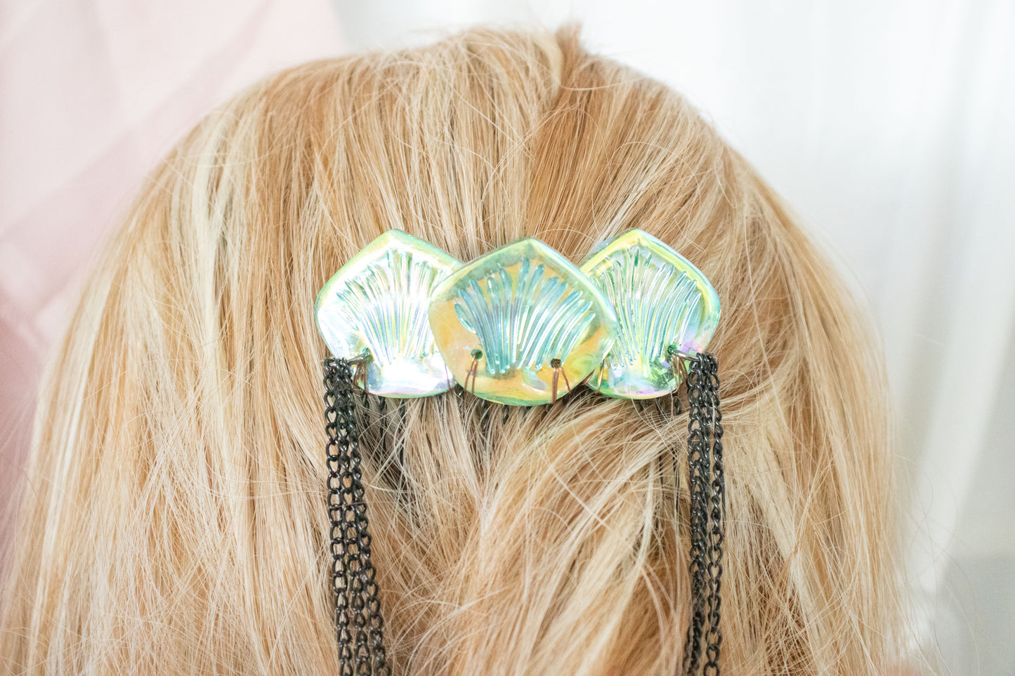 Black + Green Mermaid Scale Hair Comb