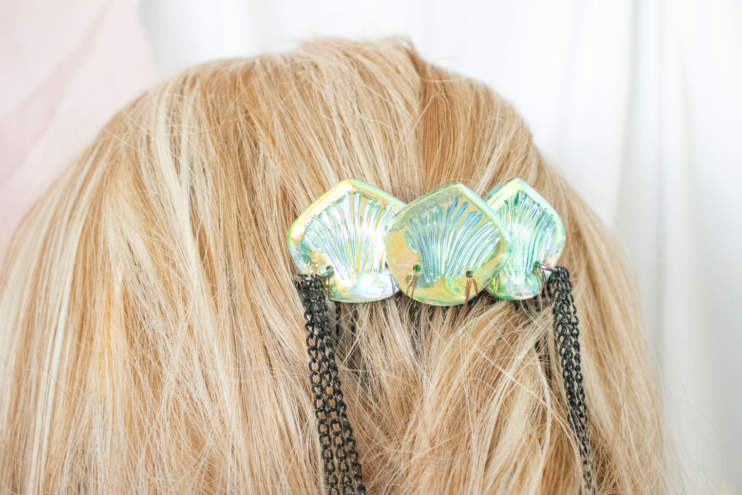 Black + Green Mermaid Scale Hair Comb