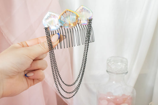 Black + Sandcastle Mermaid Scale Hair Comb