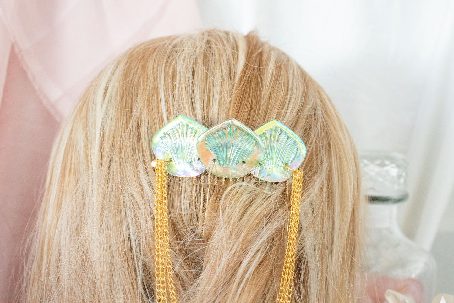 Gold + Green Mermaid Scale Hair Comb