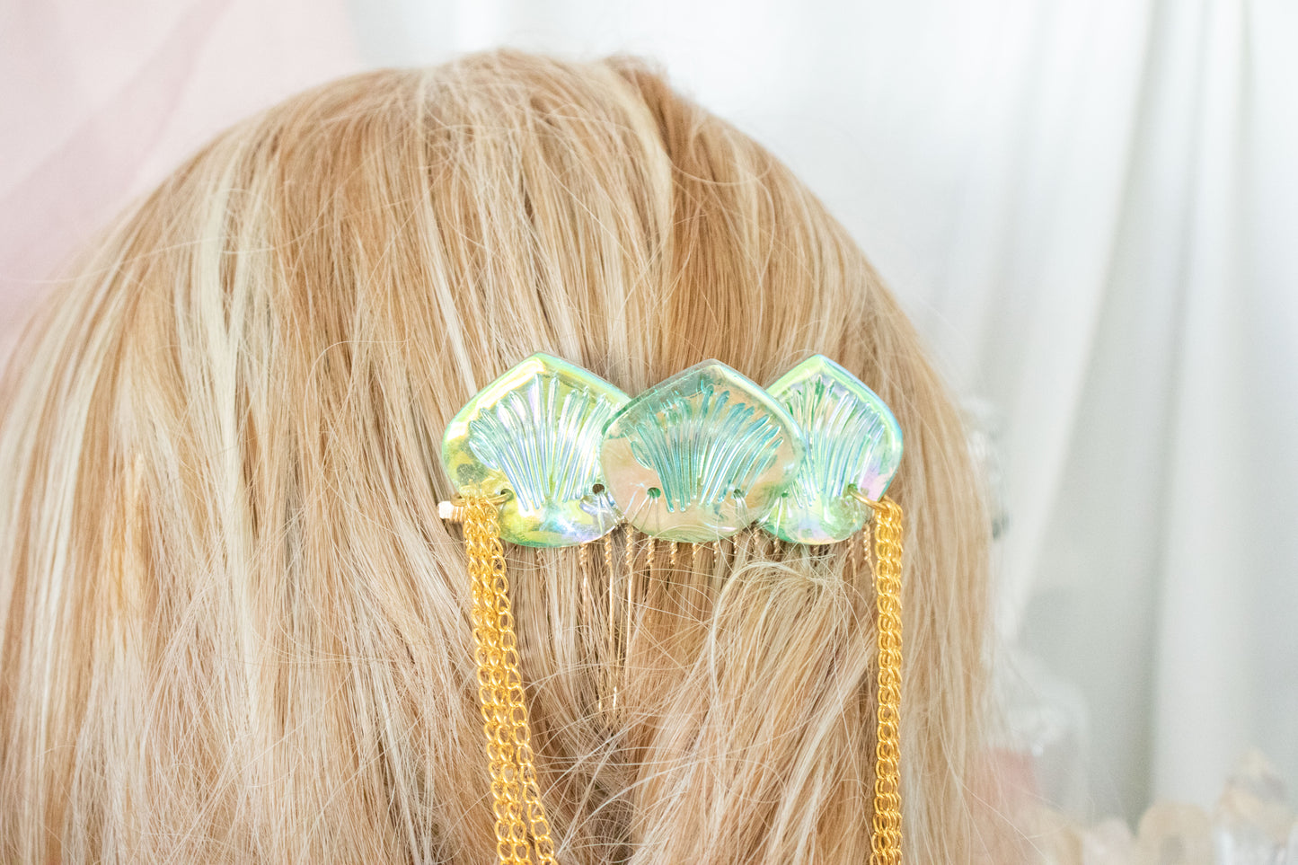Gold + Green Mermaid Scale Hair Comb