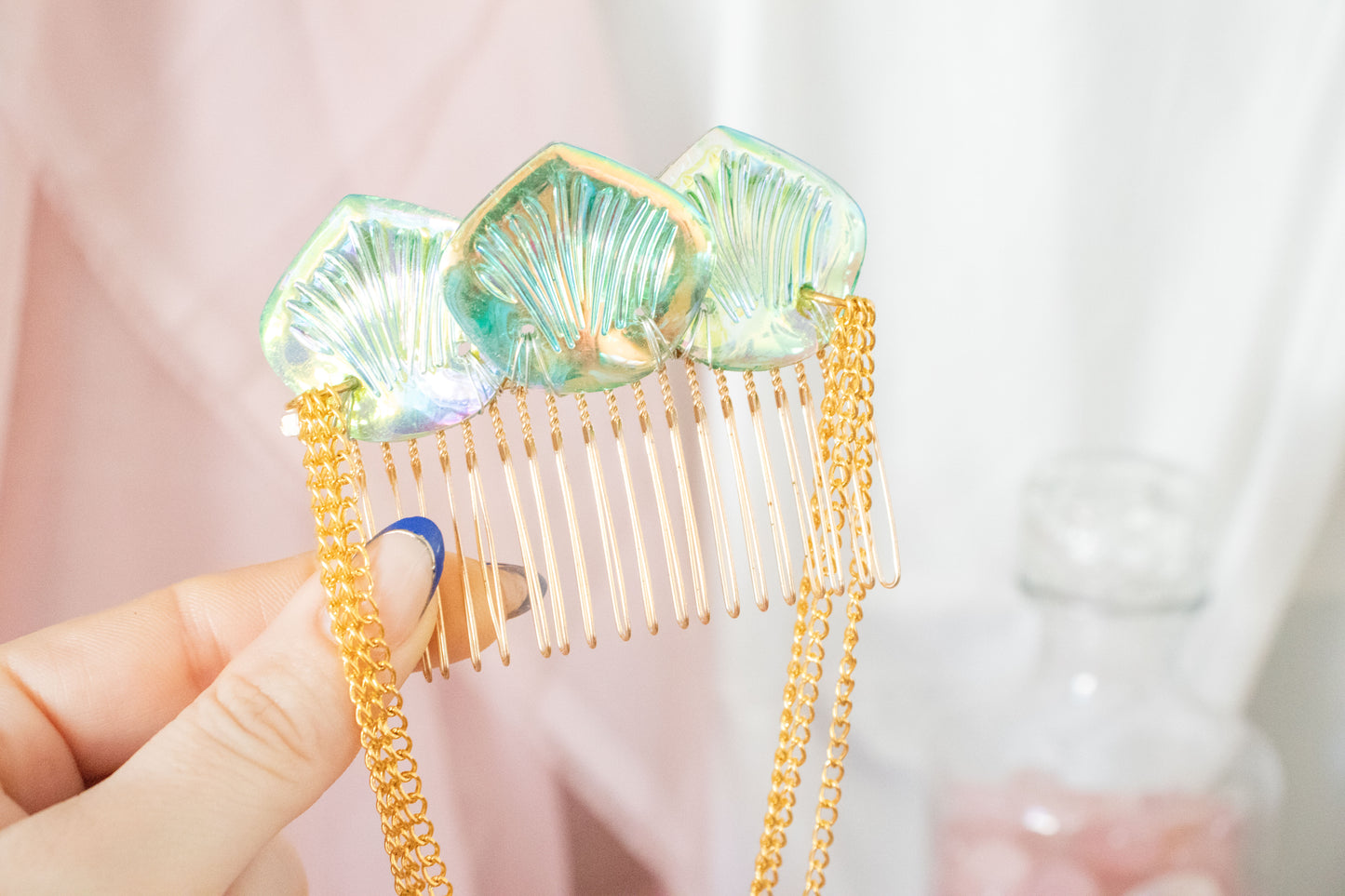 Gold + Green Mermaid Scale Hair Comb