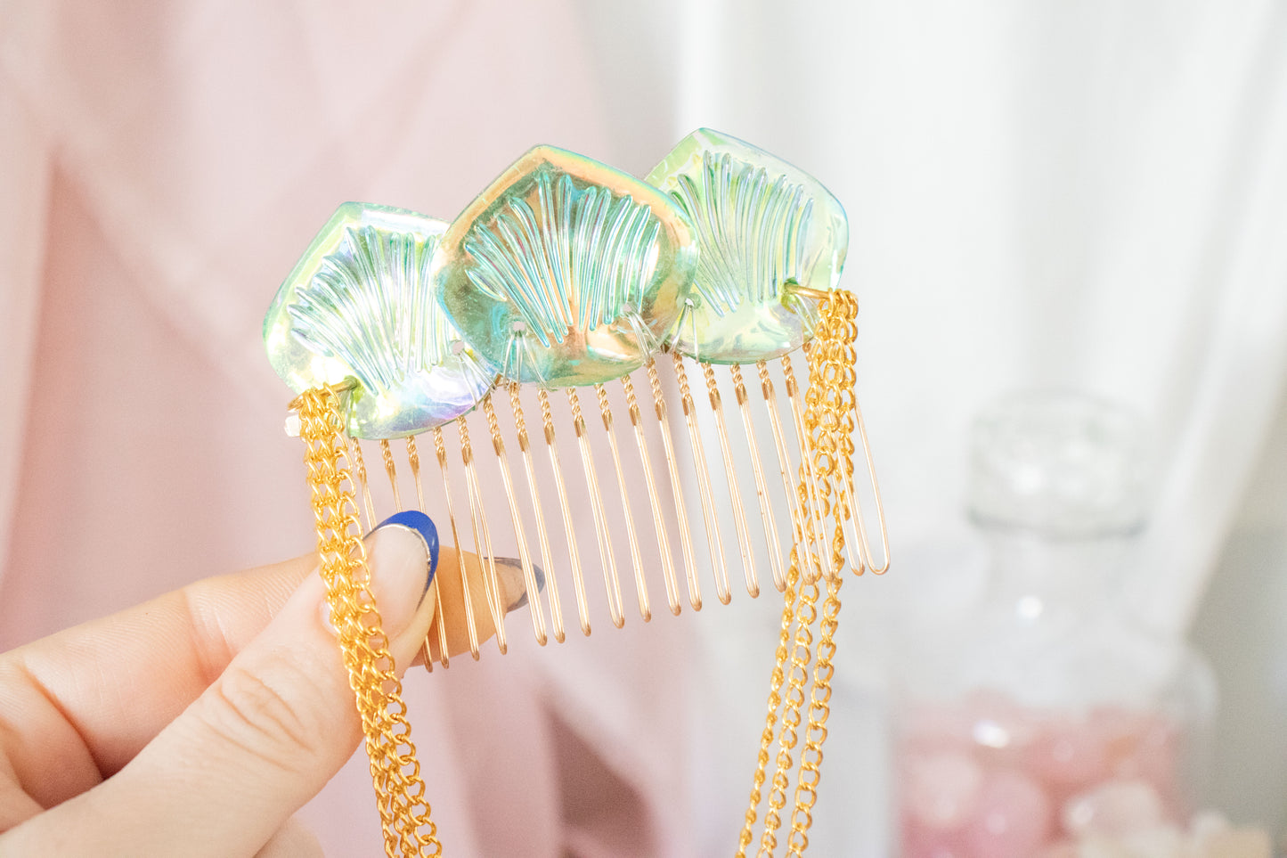 Gold + Green Mermaid Scale Hair Comb