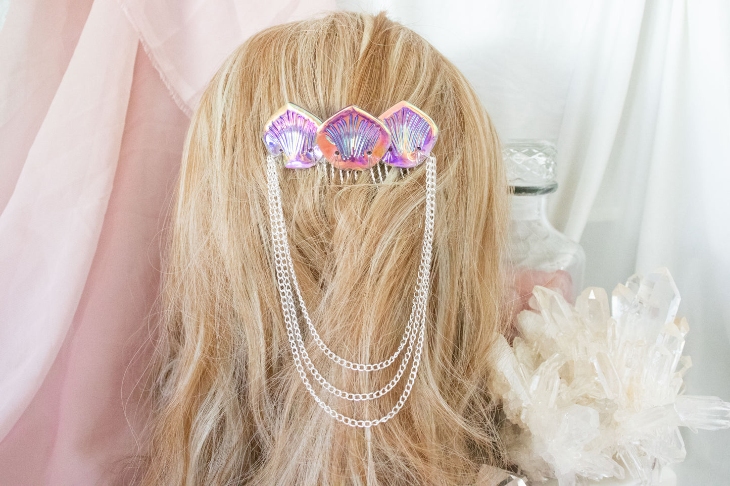 Silver + Plum Mermaid Scale Hair Comb