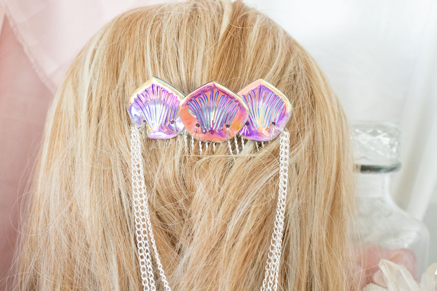 Silver + Plum Mermaid Scale Hair Comb