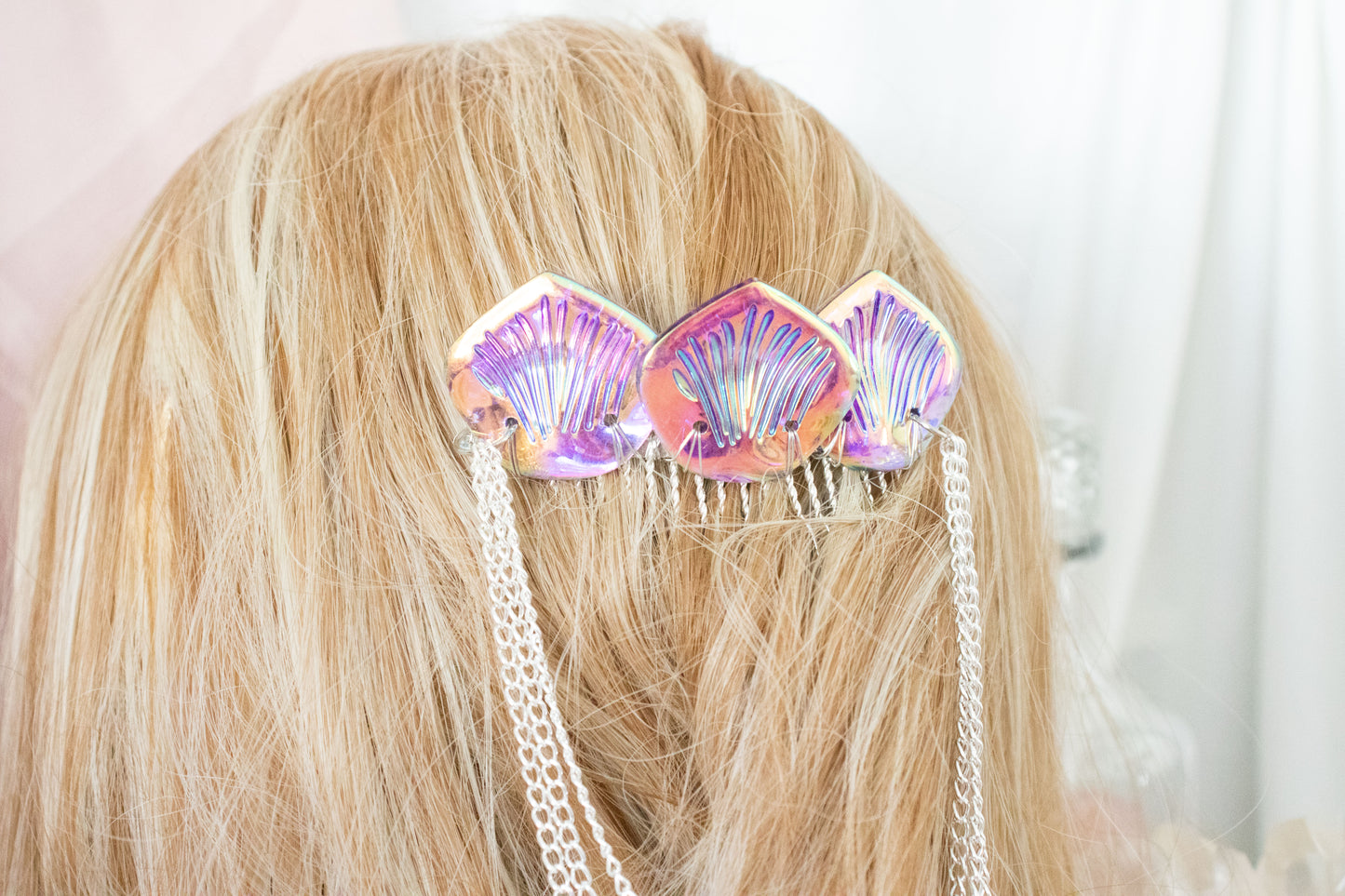 Silver + Plum Mermaid Scale Hair Comb