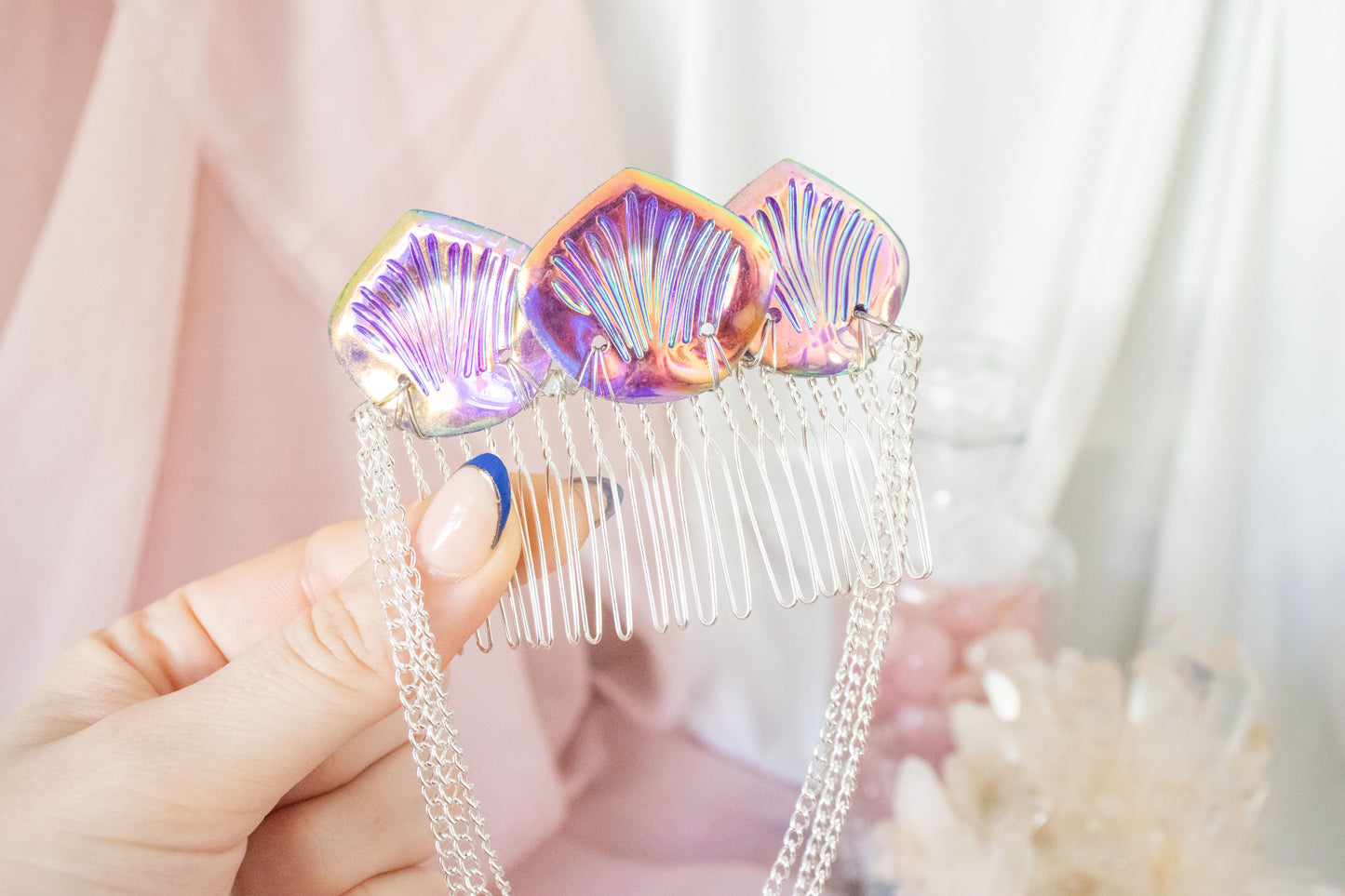 Silver + Plum Mermaid Scale Hair Comb