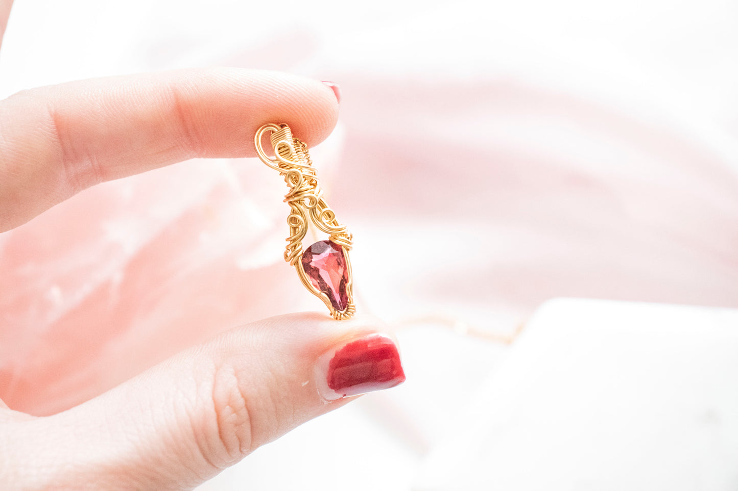 Ianthe PinkTourmaline Pendant (14k Gold Fill)