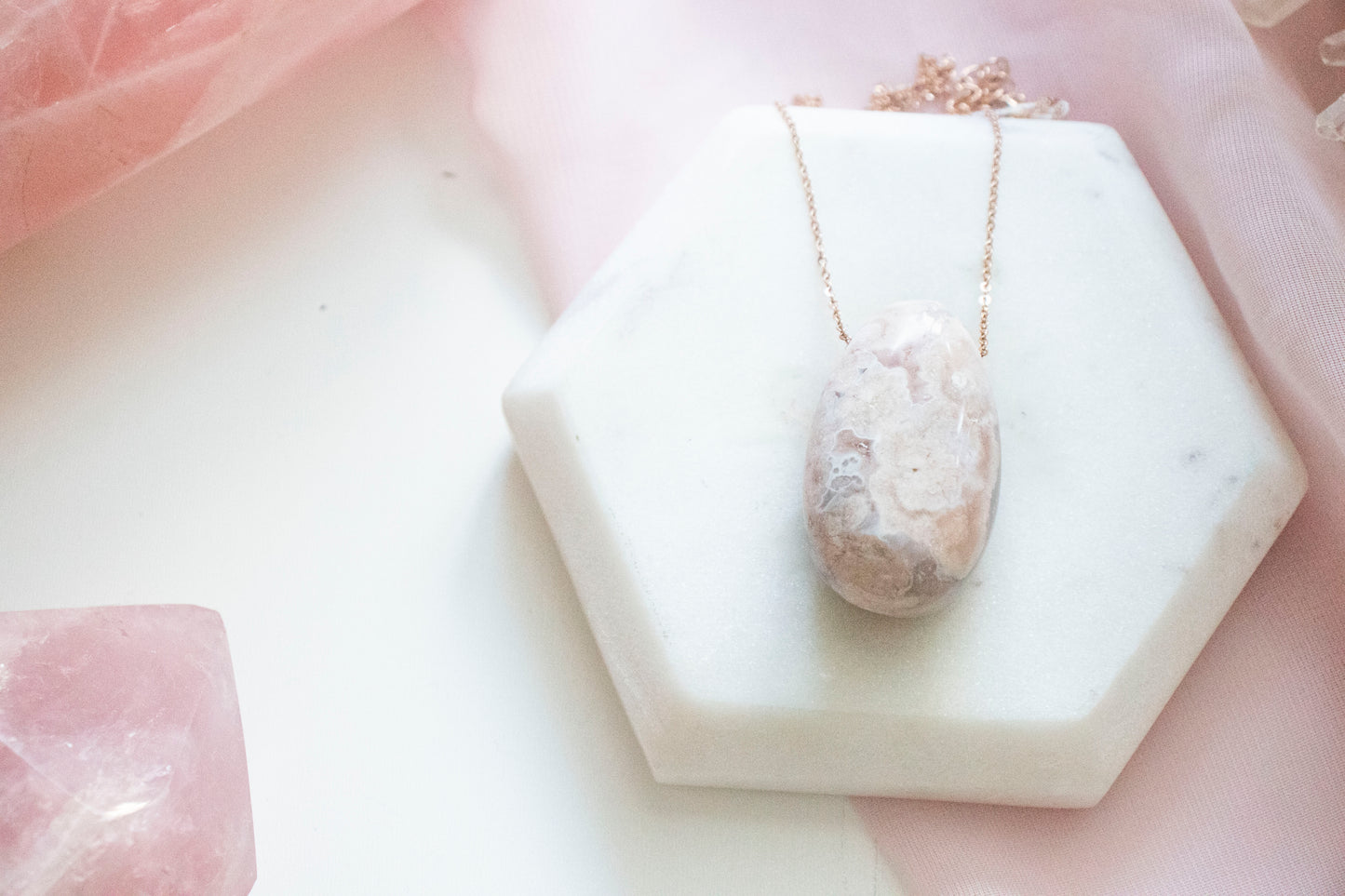 Flower Agate Luxe Pendant (14k Rose Gold Fill)