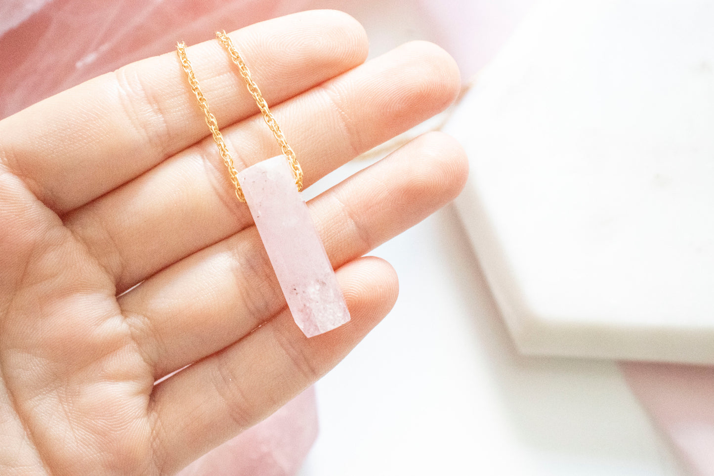 Morganite Luxe Pendant with Cable Chain (14k Gold Fill)