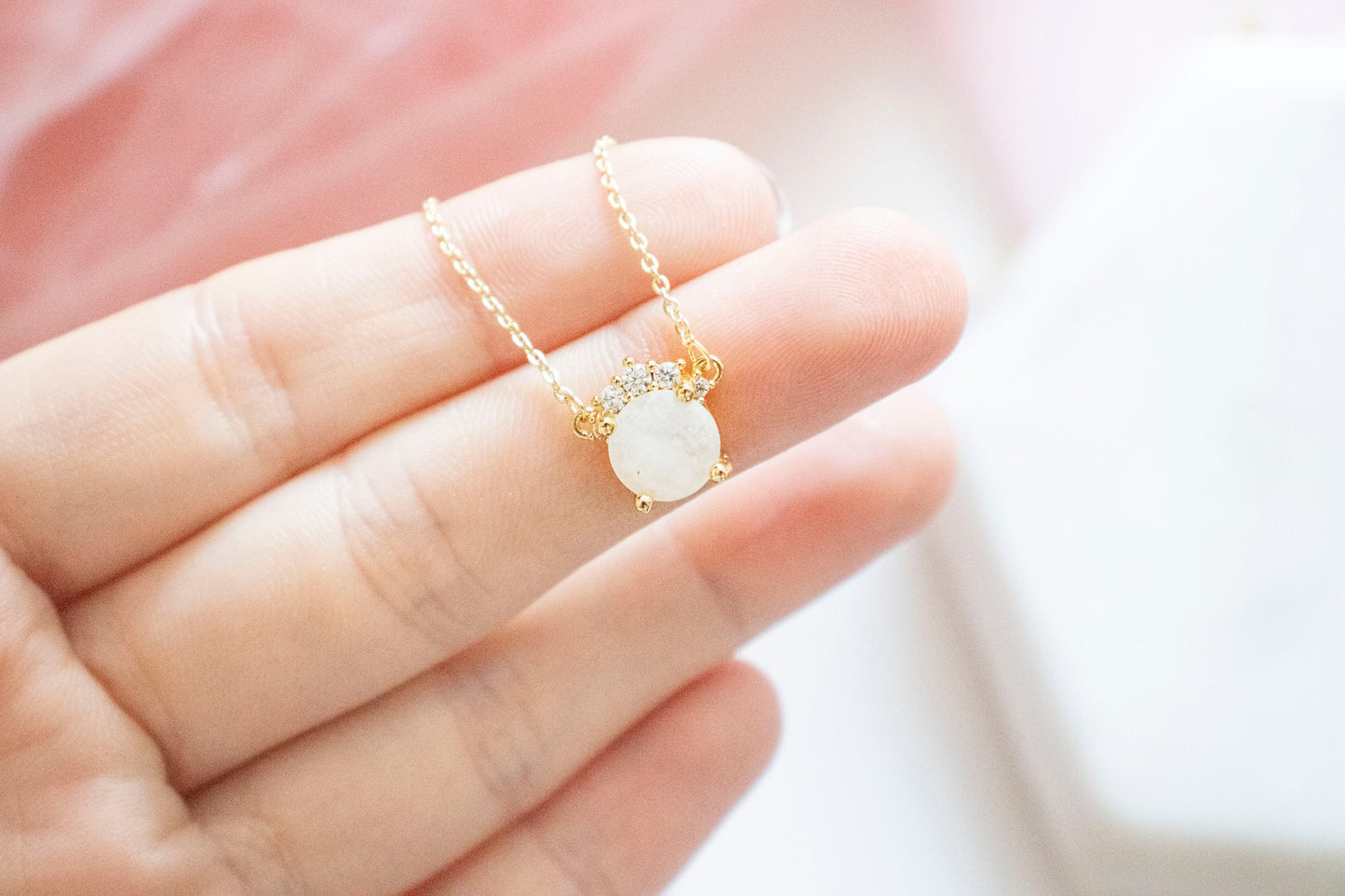Lyla Moonstone Pendant (14k Gold Plated)