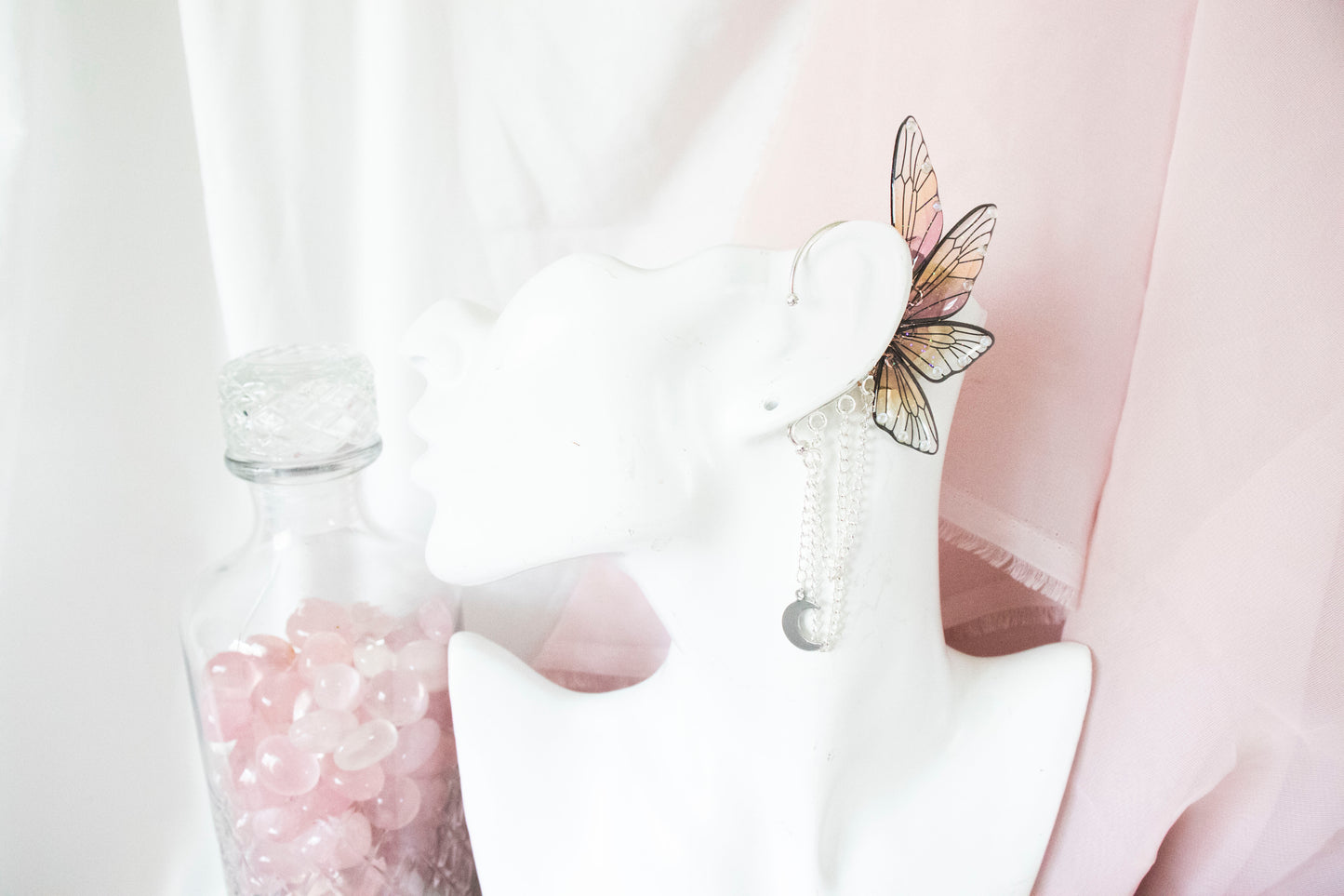 Silver + Sunset Moon Fairy Wing Ear Cuffs