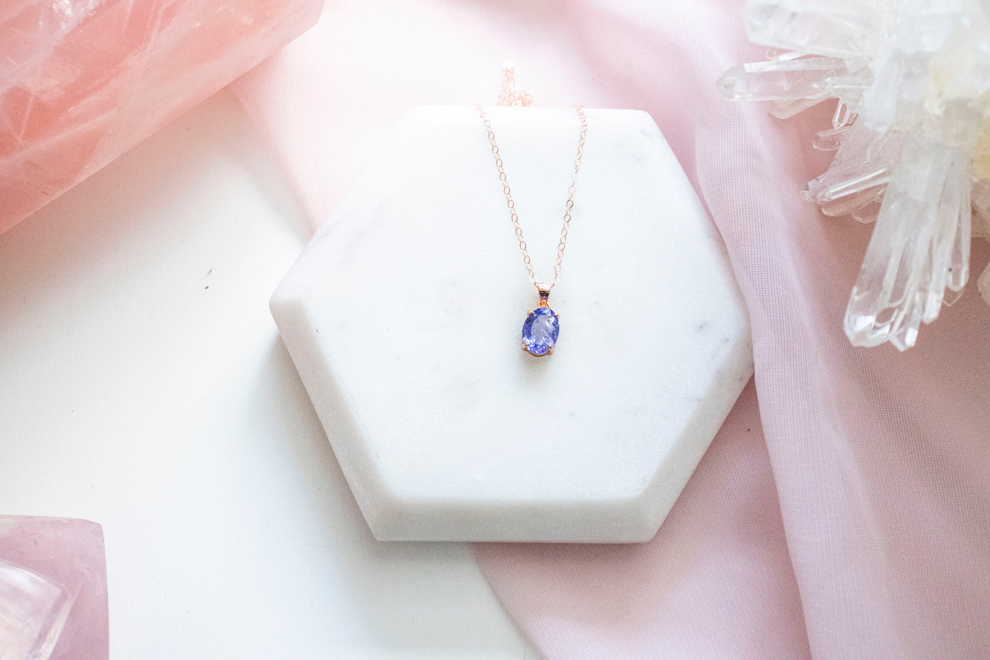 Nephele Tanzanite Pendant (14k Rose Gold Fill)