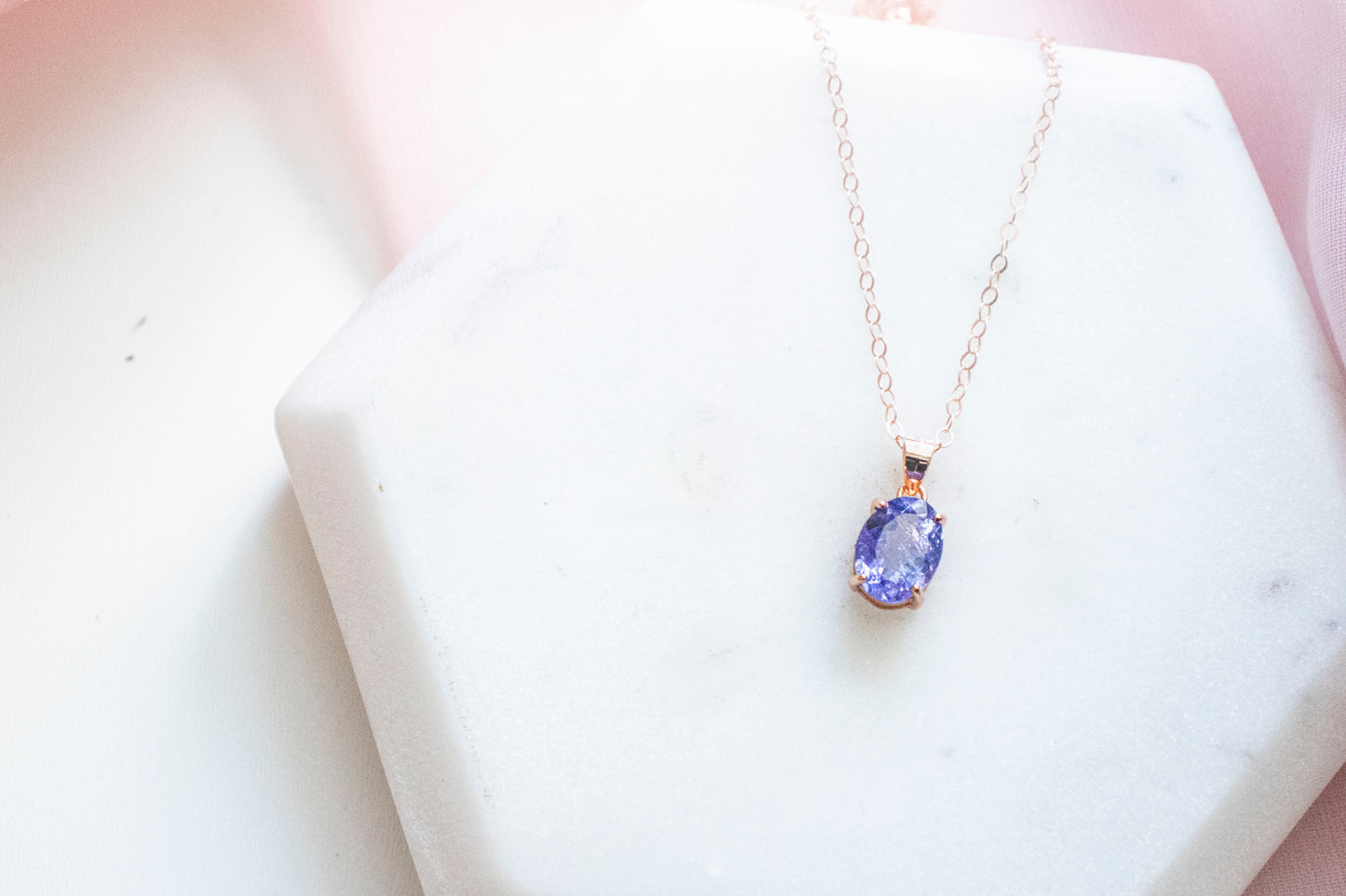 Nephele Tanzanite Pendant (14k Rose Gold Fill)
