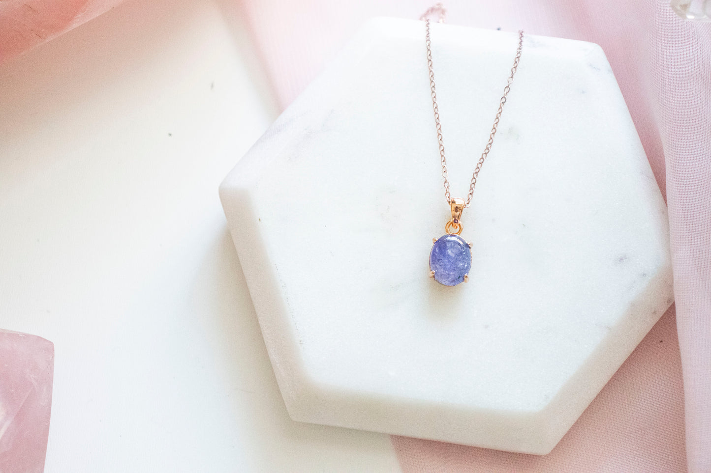 Nephele Tanzanite Pendant (14k Rose Gold Fill)