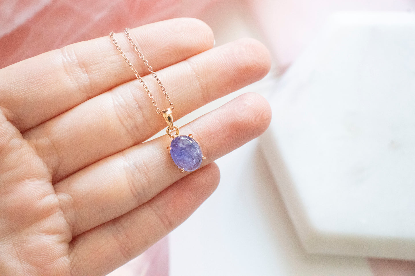 Nephele Tanzanite Pendant (14k Rose Gold Fill)