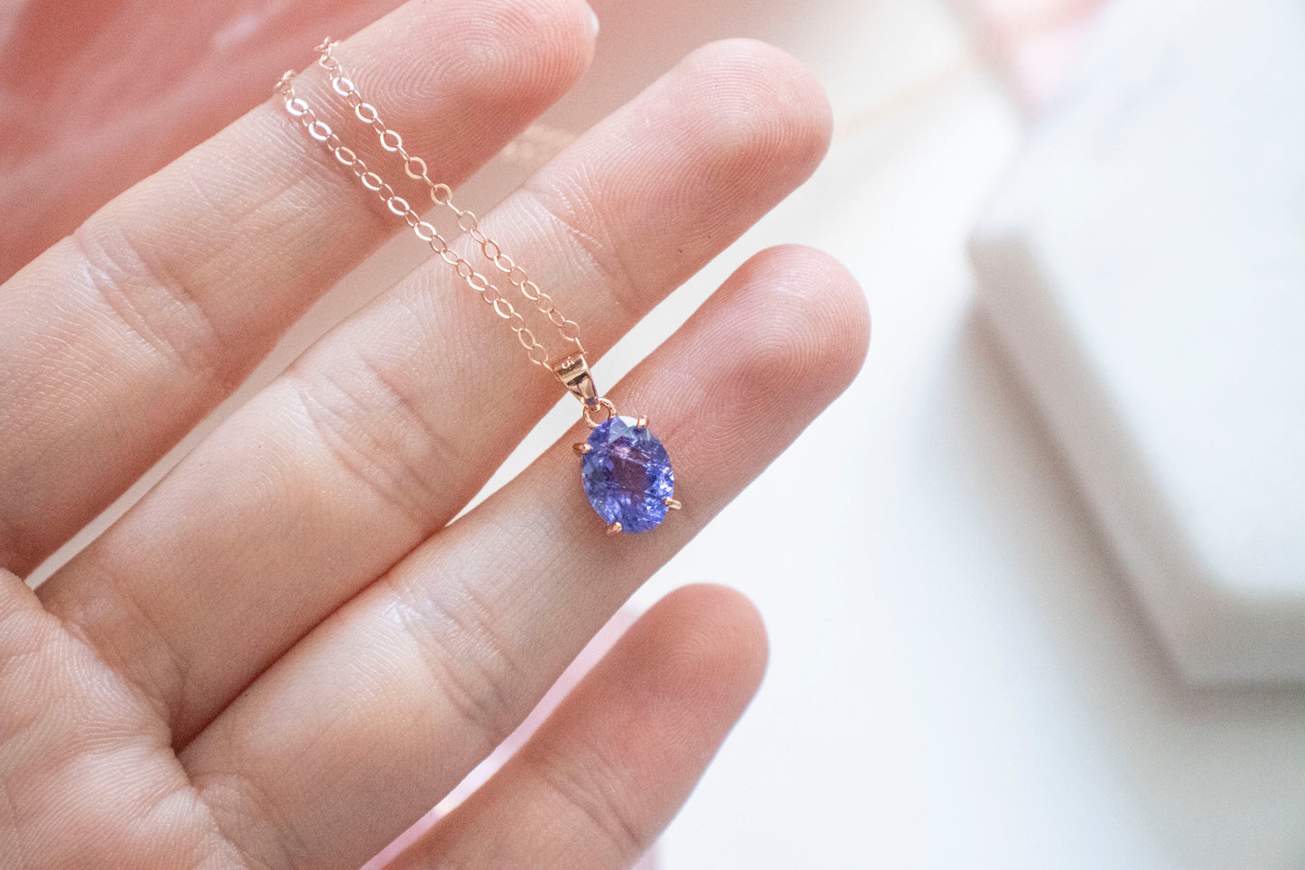 Nephele Tanzanite Pendant (14k Rose Gold Fill)