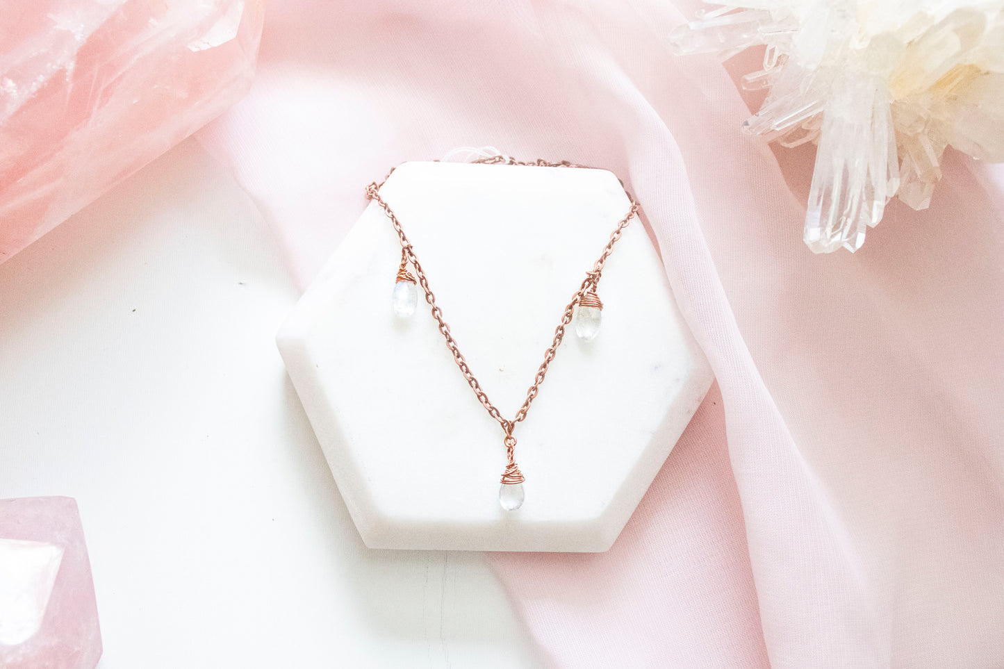 Thalia Triple Moonstone Droplet Pendant