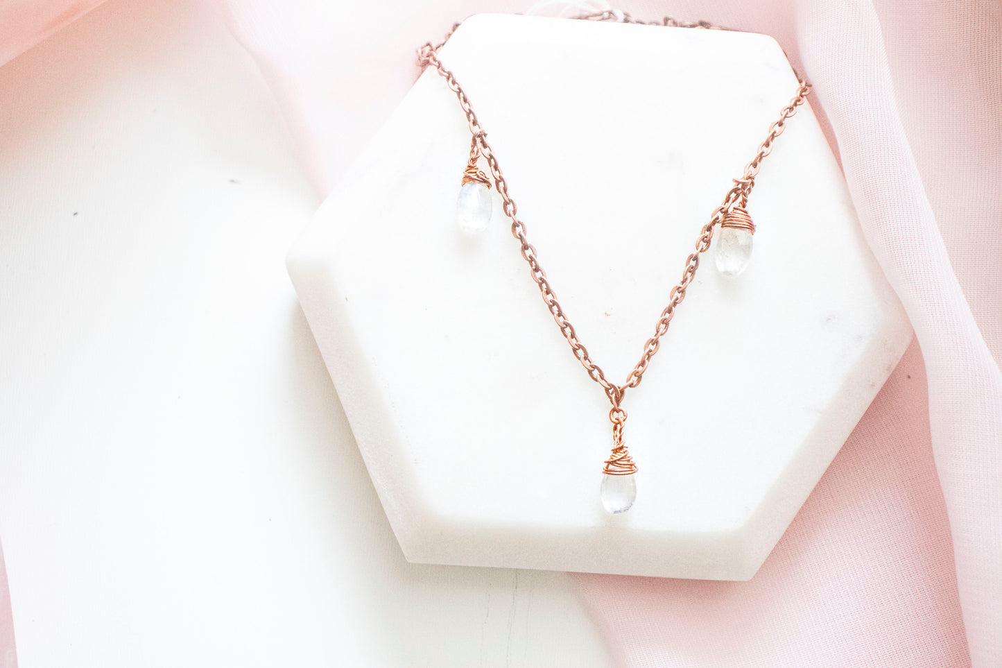 Thalia Triple Moonstone Droplet Pendant