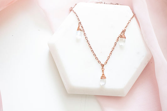 Thalia Triple Moonstone Droplet Pendant