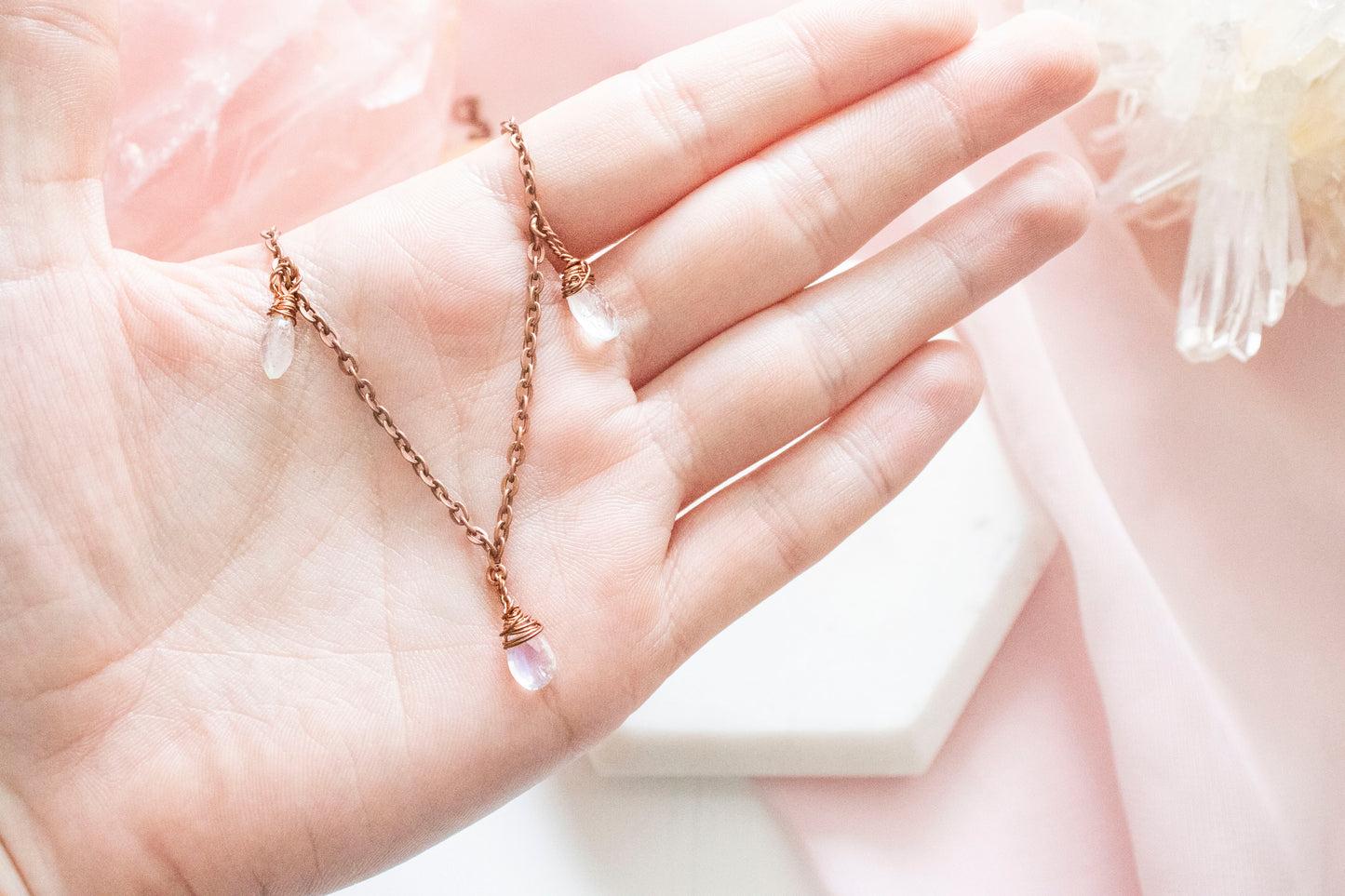 Thalia Triple Moonstone Droplet Pendant