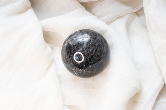 Large Black Moonstone Sphere