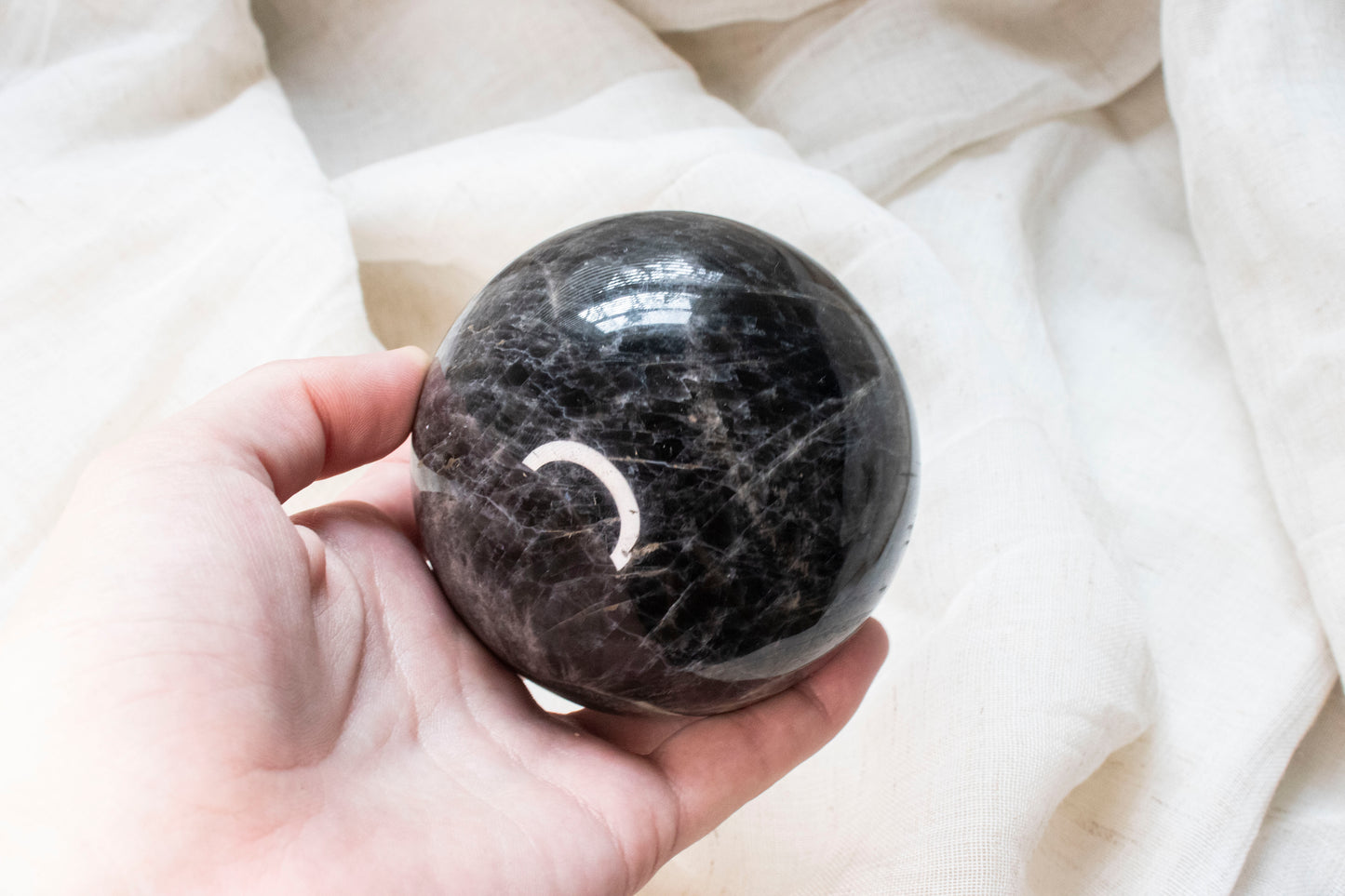Large Black Moonstone Sphere