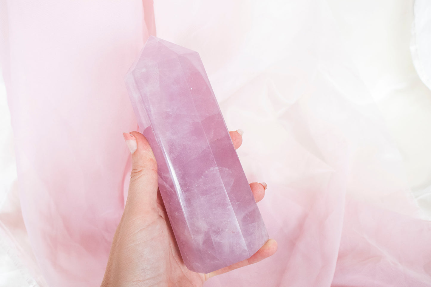 Large Lavender Rose Quartz Tower