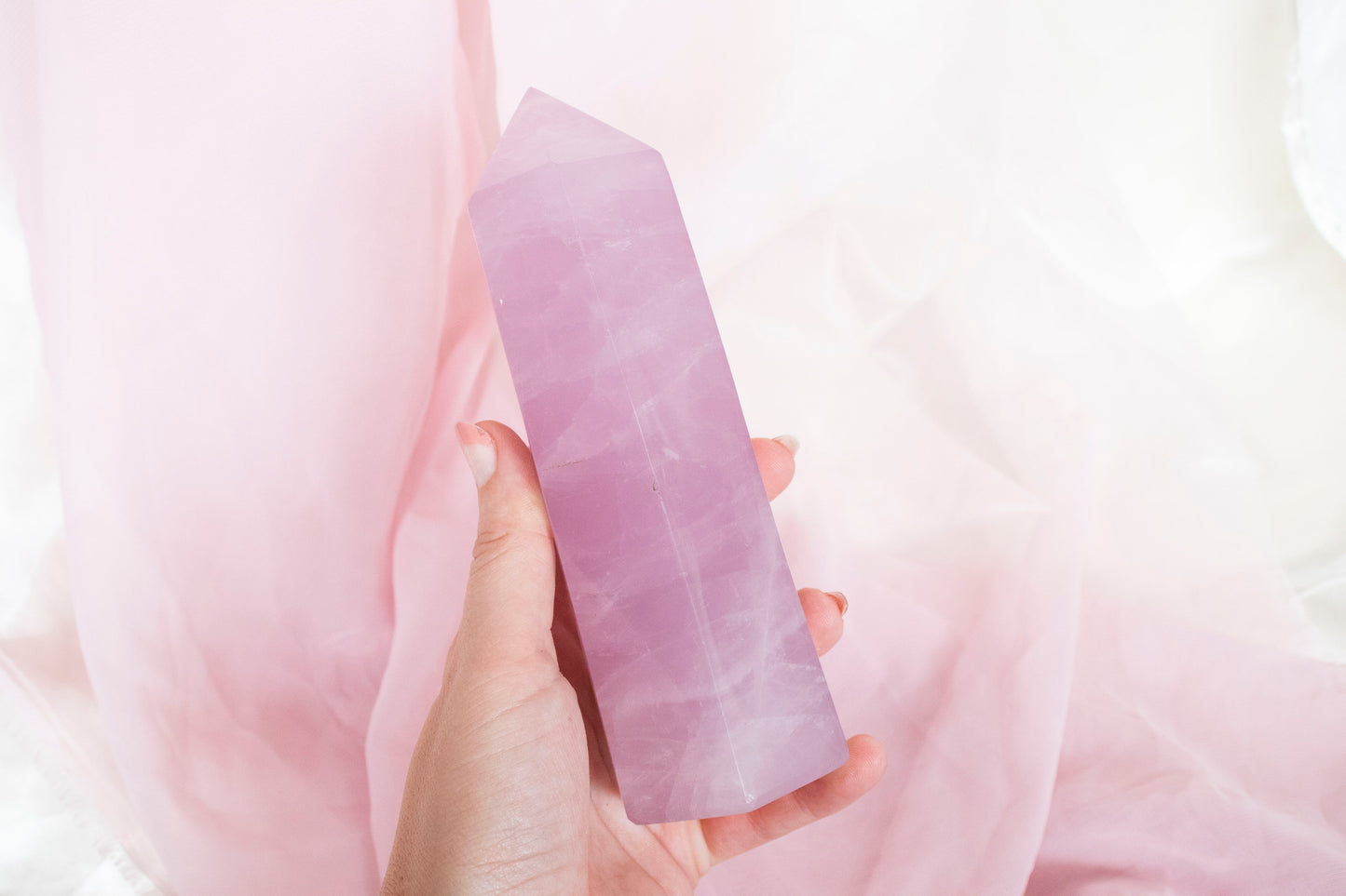 Large Lavender Rose Quartz Tower