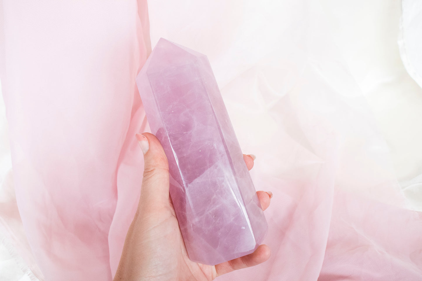 Large Lavender Rose Quartz Tower