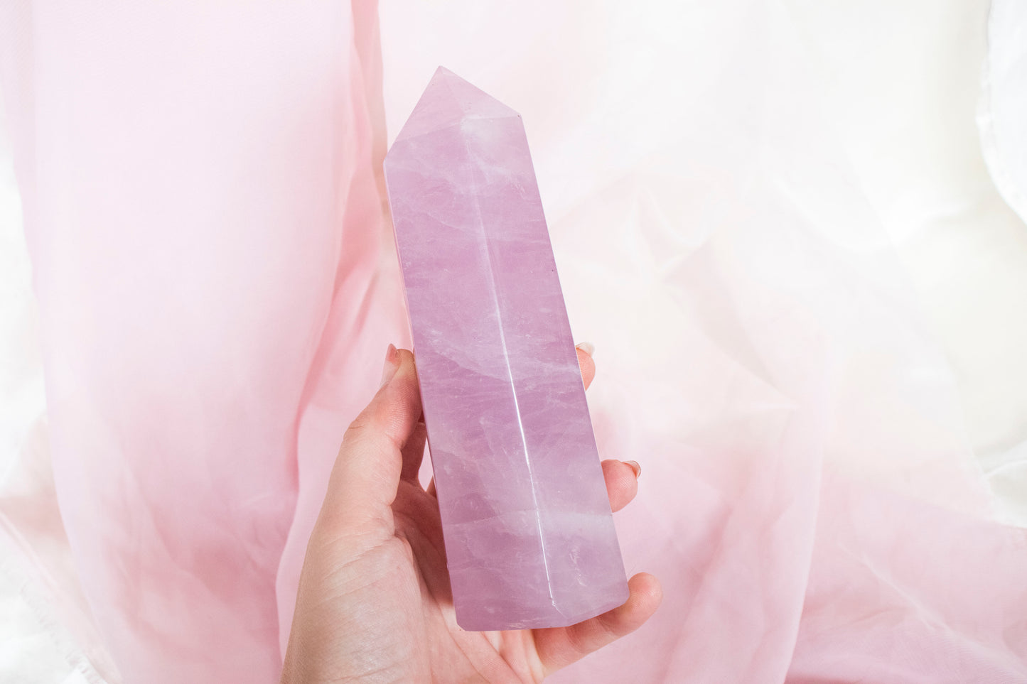 Large Lavender Rose Quartz Tower