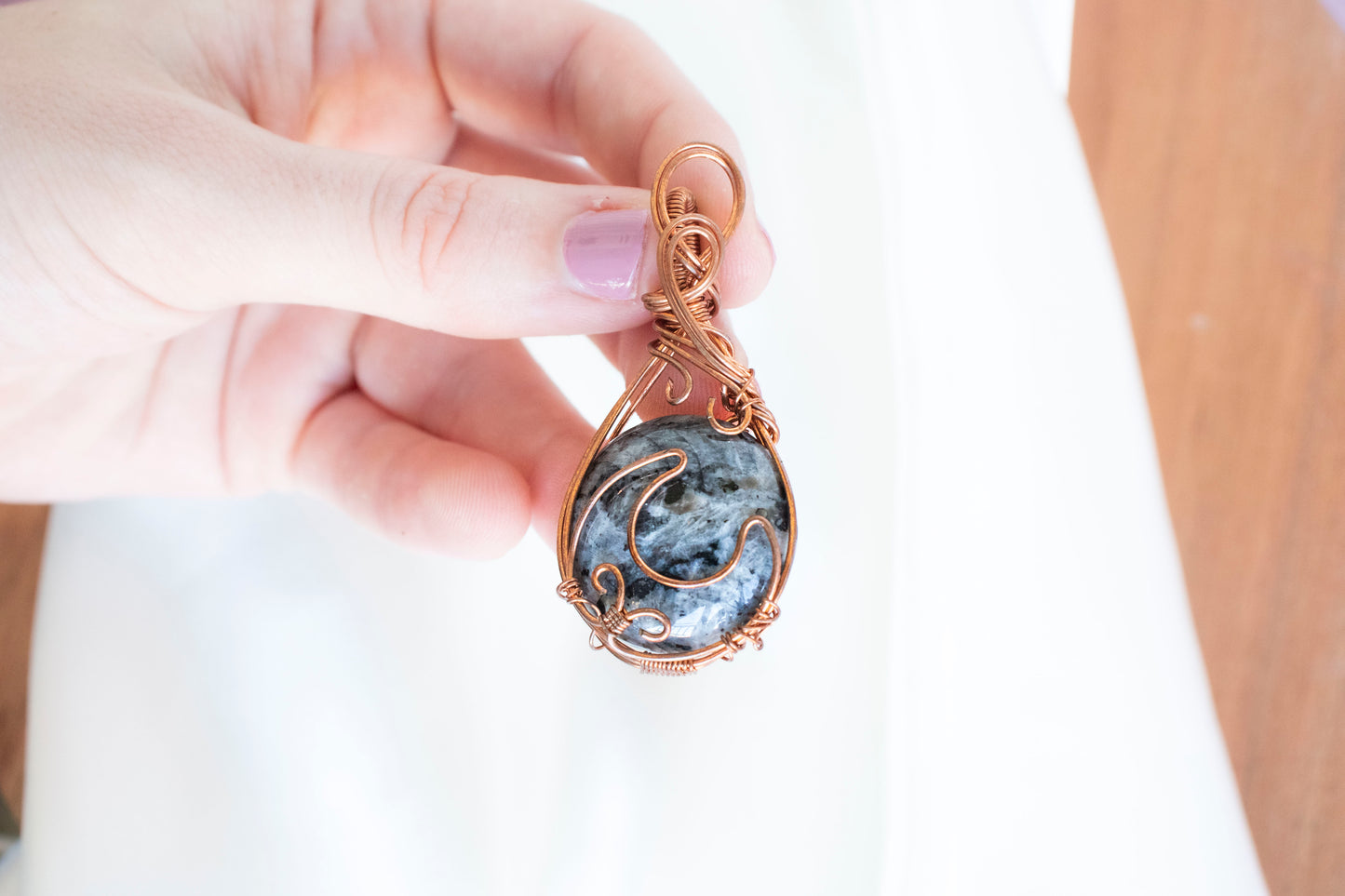 The Last Time - Larvikite Moon Pendant