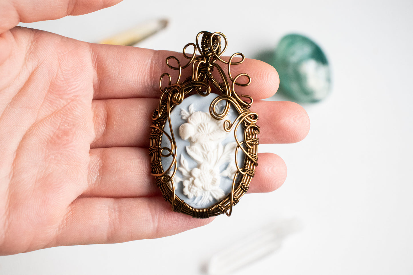 Flower Cameo Pendant