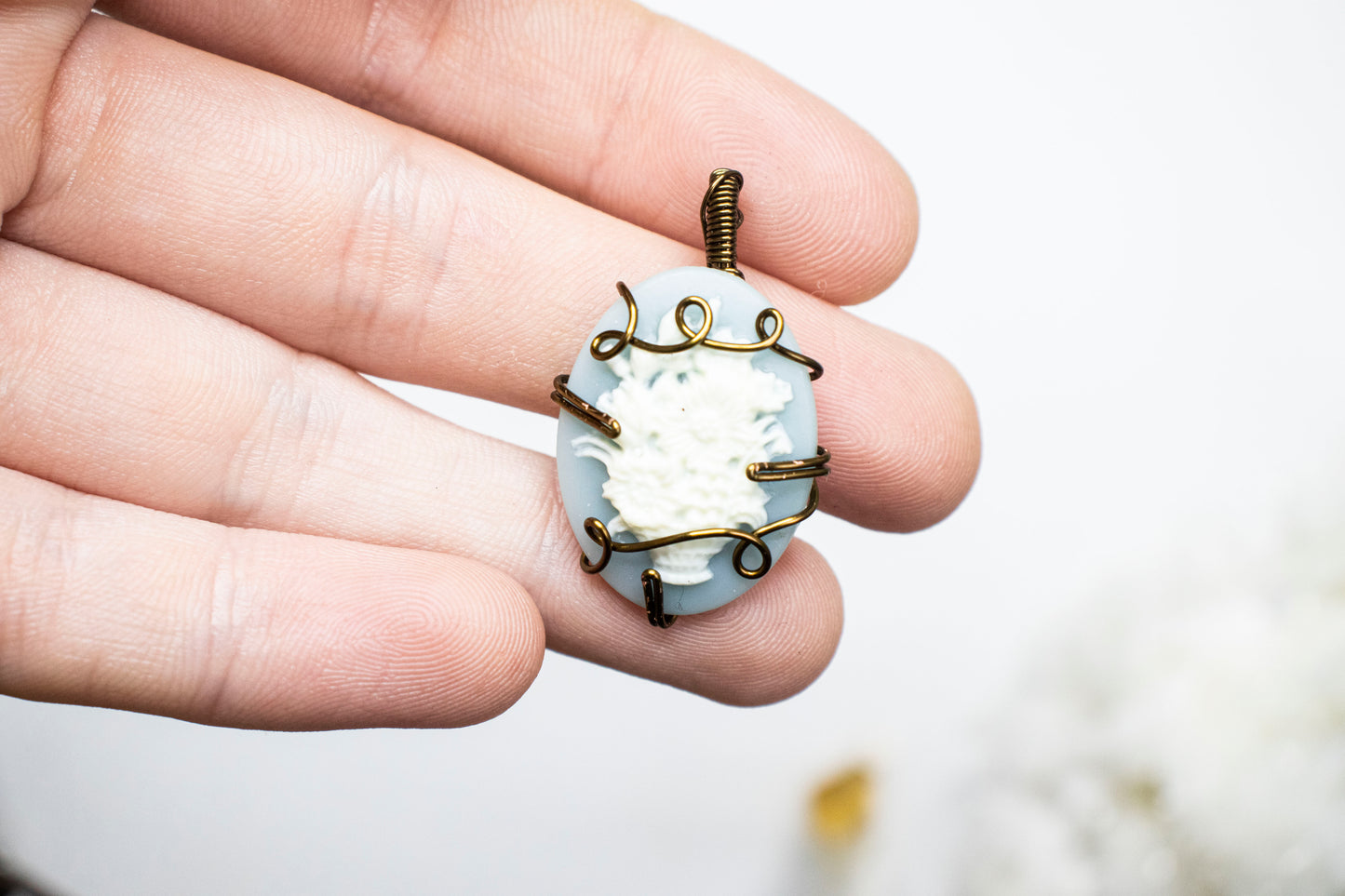 Flower Cameo Pendant