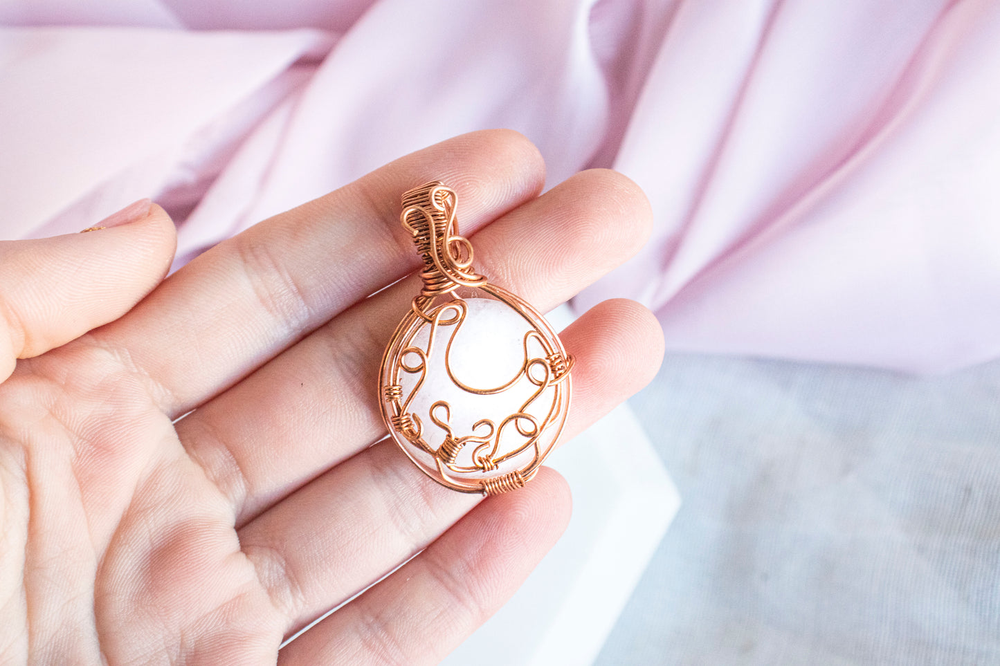 Ghost Agate Moon Pendant