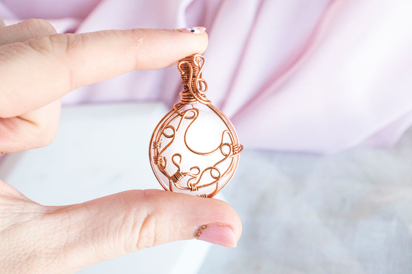 Ghost Agate Moon Pendant