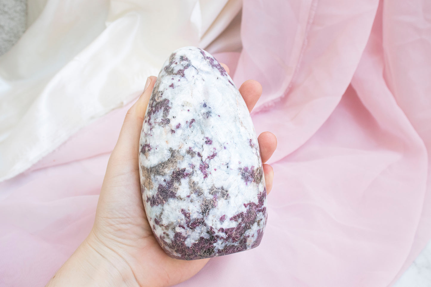 Pink Tourmaline in Quartz Freeform 1